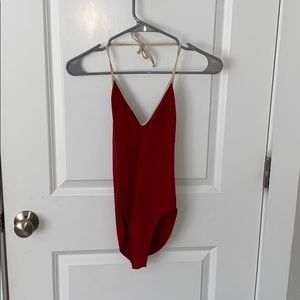 Red Halter Bodysuit